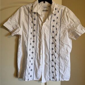Goodfellow & Co White Shirt with Black Embroidery
